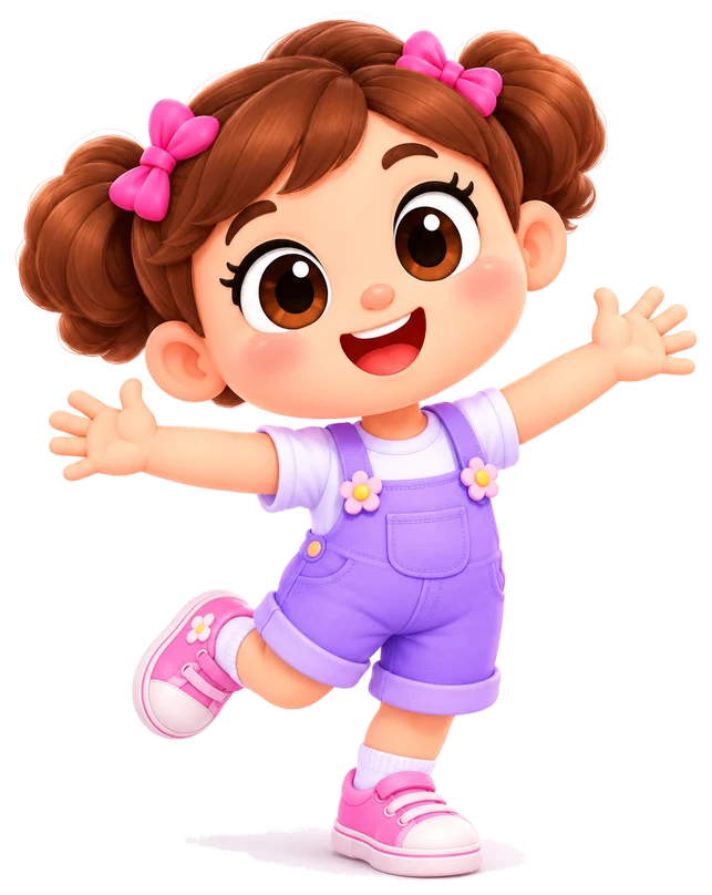 Emma waving with both arms open